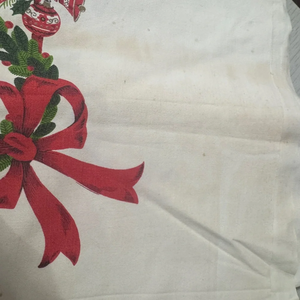 Festive Red Bow Holiday Tablecloth